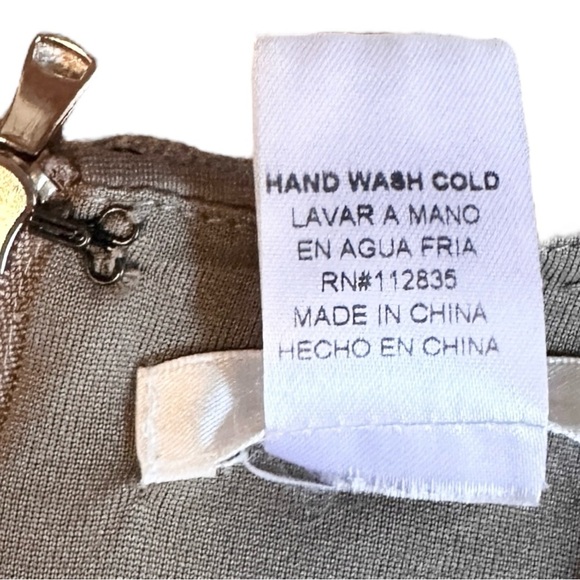 Esley Mini Bodycon Dress Size M NWT Taupe Gold Studded Sleeveless Party Rocker - Picture 8 of 8